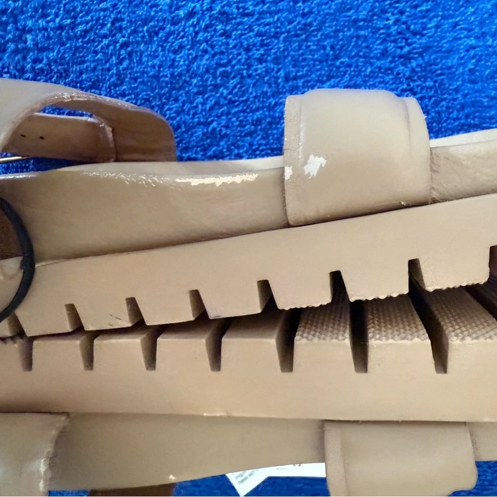 Zara Women's Tan Leather Sandals US 7.5, EU 38 New With Defects - Picture 7 of 8